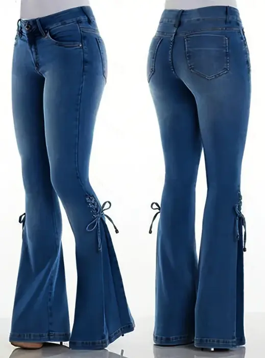 Image de Jeans Évasés Vintage à Lacets - Style Streetwear 2025