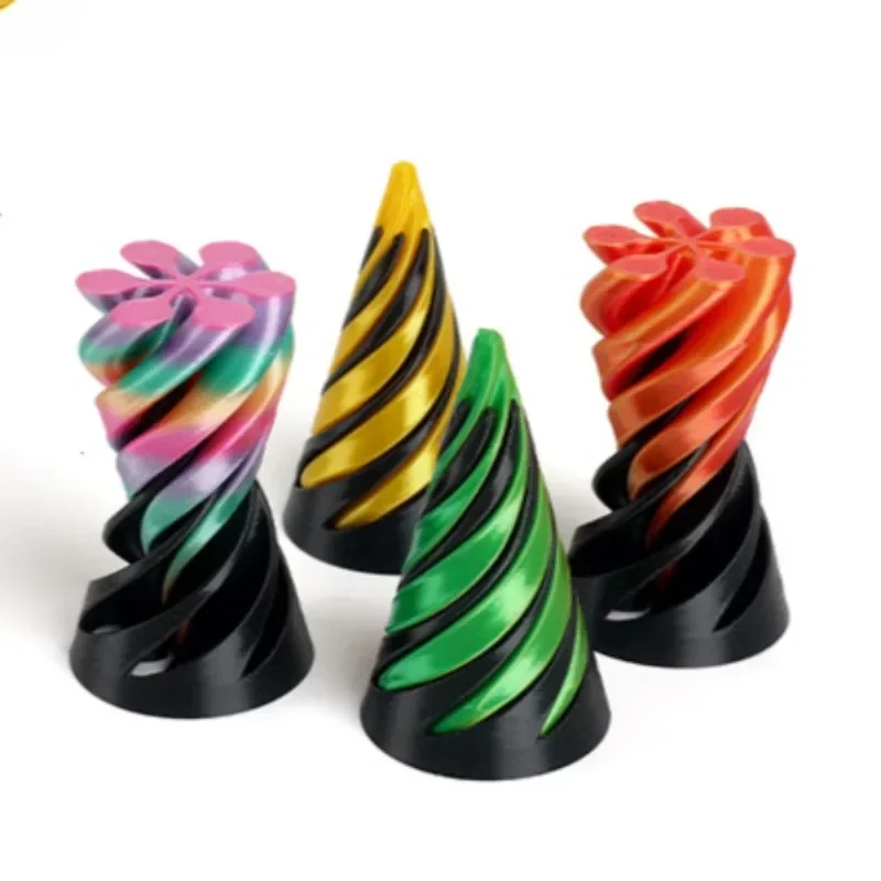 Afbeelding van 3D-geprint spiraalvormig fidgetspeelgoed Decompressie Draaiend Driedimensionale structuur Vingertop Tweekleurig stressverlichtingsspeelgoed