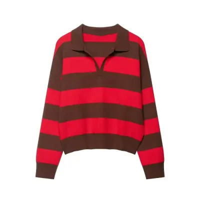 Image de Pull Col Polo Jaune à Rayures - Style Streetwear Automne 2025