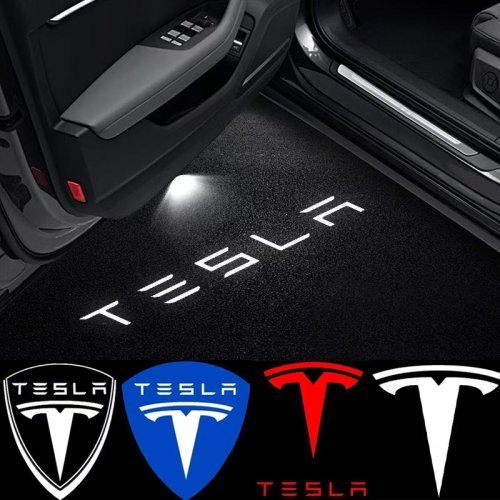 Afbeelding van 2 Stuks Led Auto Welkom Deurverlichting Embleem Accessoire Voor Tesla SpaceX Model 3 Highland 2023 Model S Model X model Y Model Y-Eur Roa