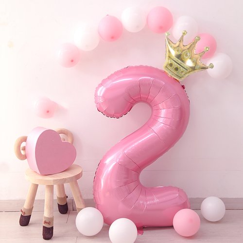 Zdjęcie 32-calowy pastelowy balon foliowy Baby Blue Pink z koroną 1 2 3 4 5 6 7 Urodziny Baby Shower Dekoracja ślubna