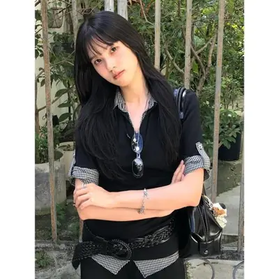 Image de Chemise Vintage Y2K Faux Deux Pièces - Style Américain Rétro