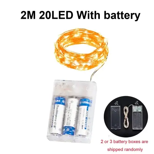 Image de guirlande lumineuse led en fil de cuivre 1m 2m 3m 5m 10m guirlande de vacances à piles pour arbre de noël décoration de fête de mariage