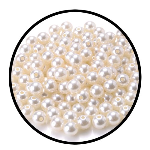 Imagen de Cuentas de perlas de imitación blancas de plástico iYOE, 3/4/5/6/8/10/12/14/16/18/20mm, cuentas espa...
