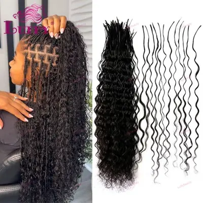 Image de Tresses Boho Bouclées Pré-Synchronisées - Cheveux Naturels