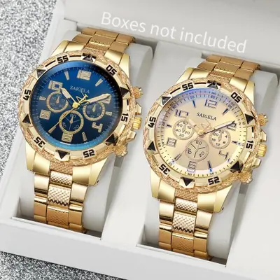 Montres Homme Quartz - Ensemble 2 Pièces Acier & Cadran Arabe
