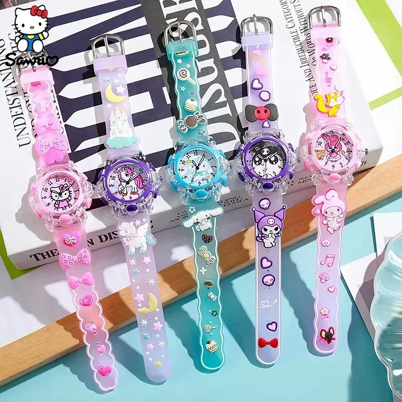 Immagine di Orologio per Bambini Sanrio Kawaii con Personaggi Melody, Cinnamoroll e Kuromi - Orologio Luminoso a LED, Ideale per Studenti, Regalo Divertente e Colorato