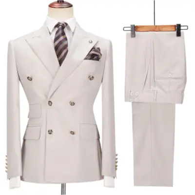 Image de Costume Homme Beige Double Boutonnage - Élégant & Polyvalent