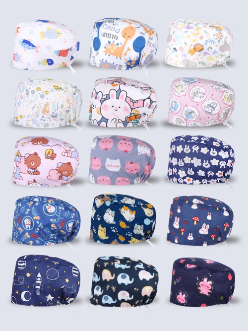 Immagine di Cappello Medico in Cotone Puro per Donne e Uomini con Cordlock – Berretto Chirurgico Morbido per Infermieri, Chef, Dentisti e Personale Sanitario