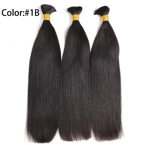 Image de Cheveux Brésiliens Vierges Droits en Vrac - Noir Naturel