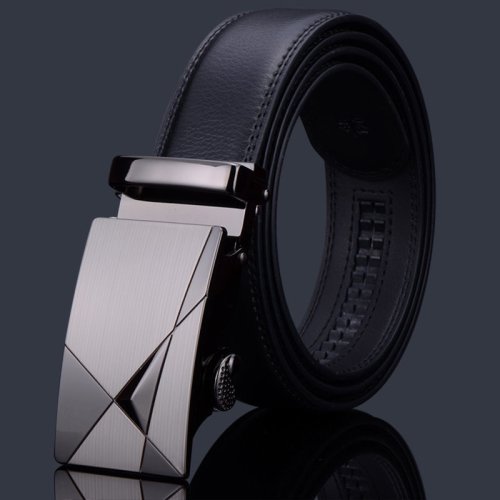 Imagen de Cinturón de Hombre con Hebilla Automática en Cuero de Alta Calidad, Estilo Casual y Versátil para Jeans y Ropa Informal