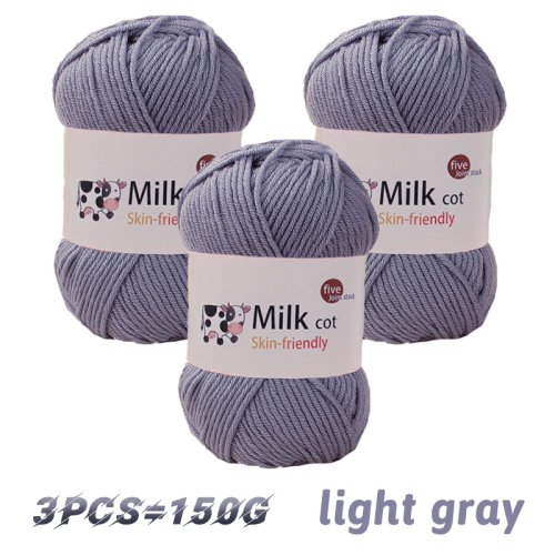 Immagine di Filato di Latte Naturale 150g - 5 Fili Fatto a Mano, Media Spessore, Ideale per Uncinetto e Maglia: Bambola, Maglione, Fiore, Cappello, Sciarpa e Palla