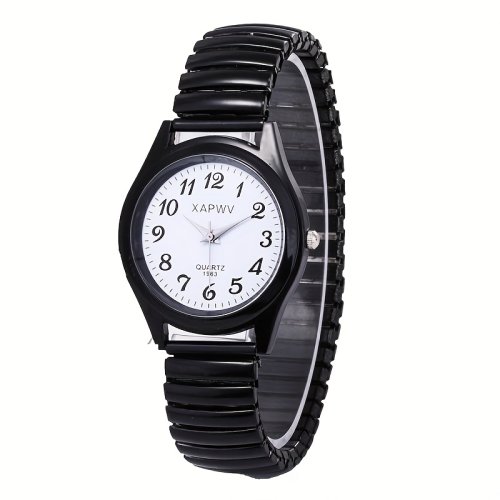 Imagen de Reloj de cuarzo con banda elástica para parejas, par de relojes de moda para personas de mediana eda...