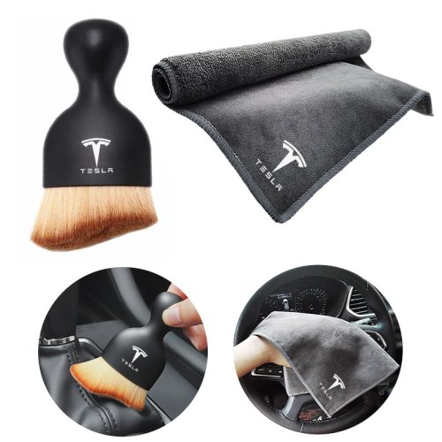 Image de Serviette Microfibre + Brosse Douce pour Nettoyage Intérieur Voiture
