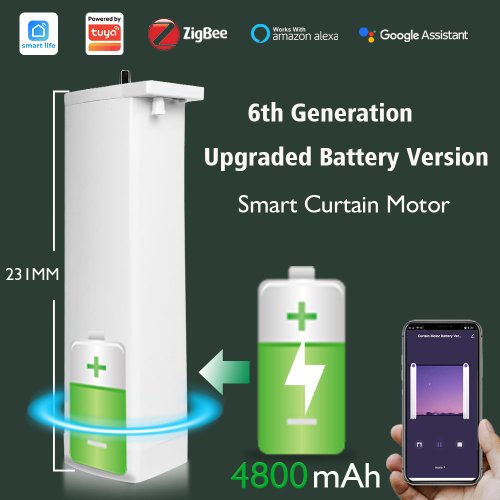 Image of Tuya Battery Electric Curtain Motor Wired Free ZigBee Automatic Motorized Curtain Timing Smartlife App Remote for Google Home