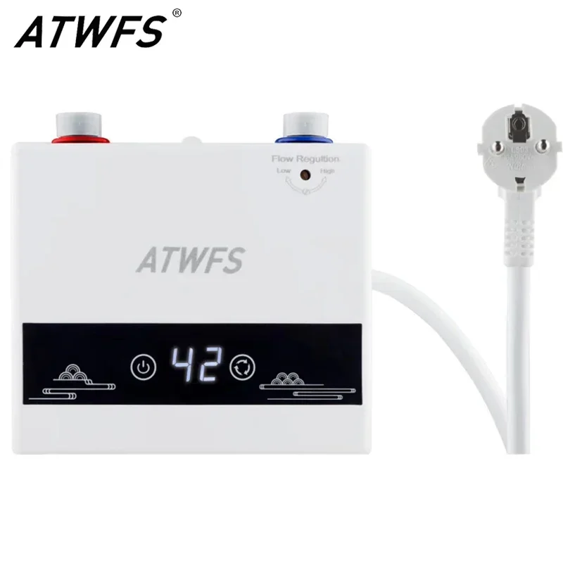 Image of ATWFS Instant Water Heater 220V 4600W Portable Electric Heaters for Bathroom Hot Water Shower and Home Kitchen Heating