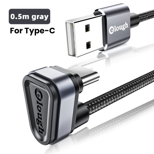 Imagen de Cable USB tipo C Elough para Samsung Xiaomi mi Redmi Cable USB C 2.4A Cable de datos de carga rápida de teléfono tipo C Cable USB C de 180 grados