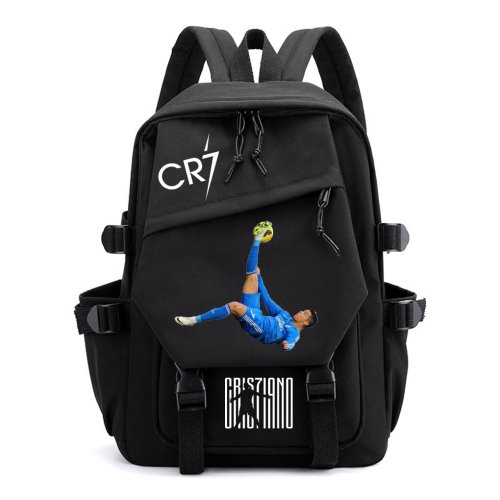 Afbeelding van Mode voetbal Ronaldo 15-inch polyester waterdichte effen kleur eenvoudige herenrugzak mode paar studentencomputerrugzak