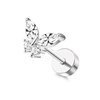 Image de Boucles d'oreilles cartilage papillon fleur en acier chirurgical