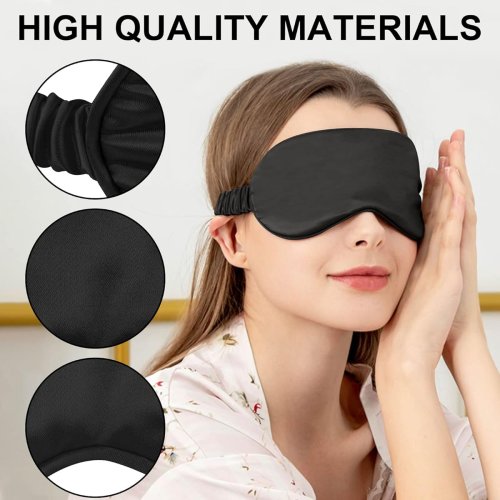 Afbeelding van 2-pack zijden slaapmasker - elastisch verduisterend oogmasker en blinddoek voor volledige nachtrust, lichtblokkerend, verstelbare riem