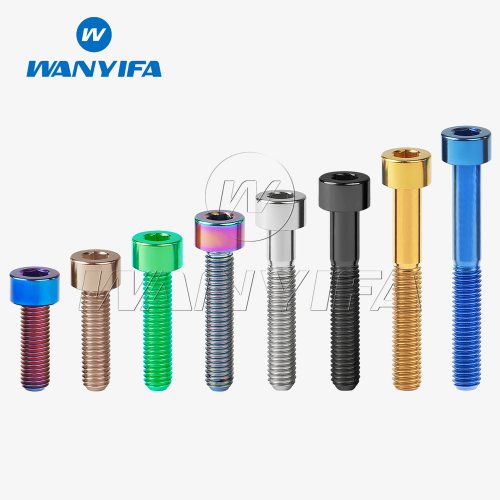 Image of Wanyifa Titanium Allen Key Square Head Bolts M5 x 10, 12, 16, 18, 20, 23, 25, 30, 35, 40, 45, 50, 55, 60mm – Lightweight Bicycle Stem and Seatpost Screw Set for Cycling Enthusiasts
