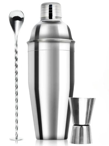 Imagen de Juego de Coctelera de Acero Inoxidable Profesional para Bartender: Kit Completo con Mezclador de Margaritas, Martini y Bebidas Frías – Ideal para Bar en Casa o Eventos