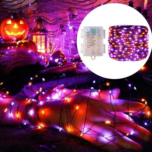 Image de Guirlande LED Violette & Orange 5m/20m - Déco Féerique Halloween & Noël