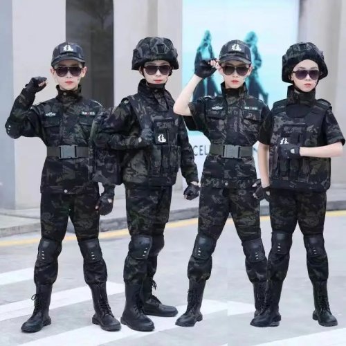 Image of New Children's Special Forces Combat Uniform New Camouflage Training Suit Black Eagle Camouflage Suit Performance Suit