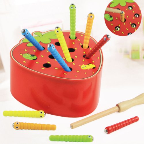 Image de Jeu de Capture de Vers en Bois - Puzzle 3D Montessori