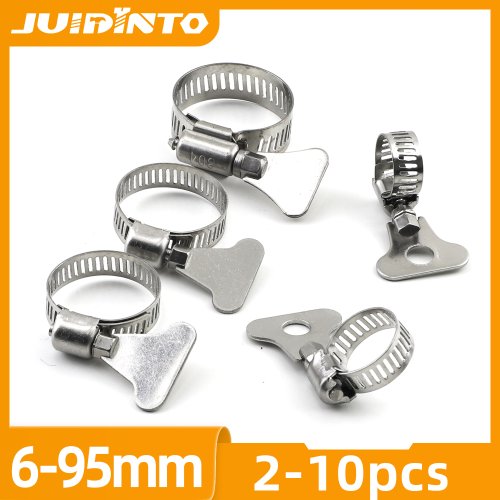 Bild von Juidinto 10 Stück Edelstahl-Schlauchschellen mit Schneckengetriebe, verstellbar 6–95 mm, robuste Schlüsselklemmen für Wasserrohre, Automobil- und mechanische Anwendungen
