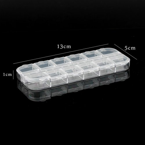 Afbeelding van Een stuk 13x5x1 CM 12 slots Compartiment Plastic Opbergdoos Verstelbare rechthoek Sieraden Container Box Case voor Kralen & oorbellen