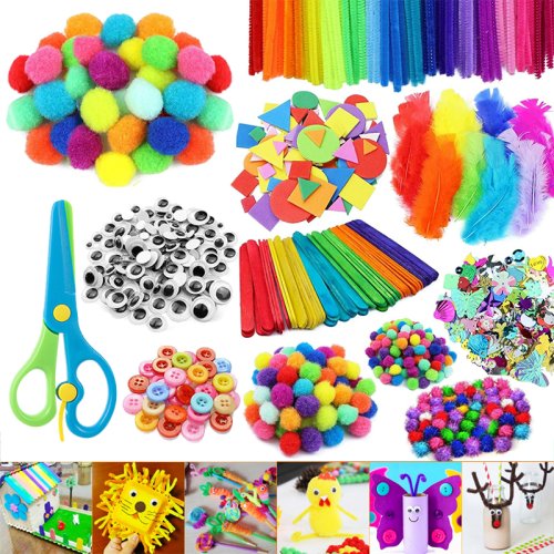 Immagine di Kit artigianale colorato per bambini Giocattoli fai-da-te Puzzle Giocattoli artigianali Varietà di forniture artigianali Set Asta rotante Pulsante palla di peluche TMZ