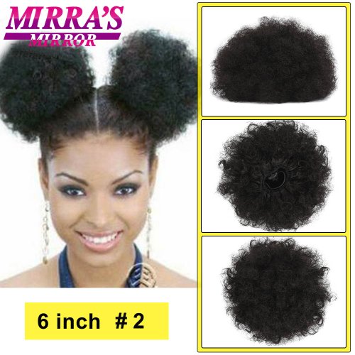 Immagine di Estensione Capelli Sintetici Afro Puff con Coulisse - Coda di Cavallo Panino 10 Pollici, Ricci Kinkys, Bun Voluminoso per Look Naturale e Stile Moderno