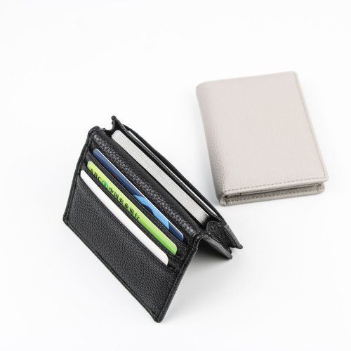Imagen de Tarjetero de Cuero Genuino con Espacio para Nombre – Estuche Elegante para Tarjetas de Crédito para Hombres y Mujeres