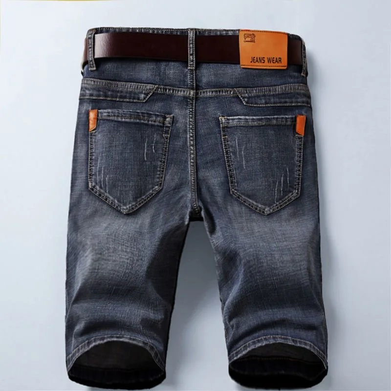 Afbeelding van Herenshorts van dunne rechte denim met stretch – klassieke koreaanse casual stijl, designer korte jeans voor zomer, merkkleding voor moderne mannen
