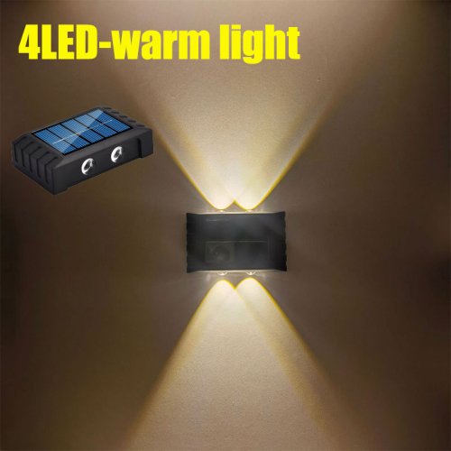 Immagine di Lampada Solare da Parete LED con 4, 6, 8 o 10 Luci – Illuminazione Esterna Impermeabile per Giardino, Cortile e Strada – Design Moderno per Decorazione Paesaggistica