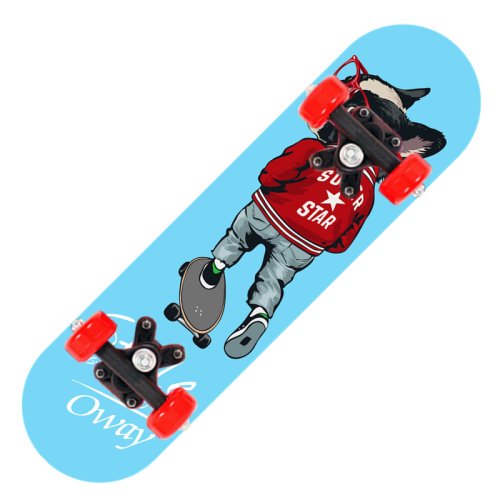 Immagine di Nuovo cartone animato a quattro ruote Skateboard Bambini Principianti Skateboard Ponte in legno di a...