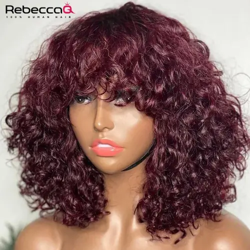 Image de Perruque courte bouclée naturelle 100% cheveux humains brésiliens