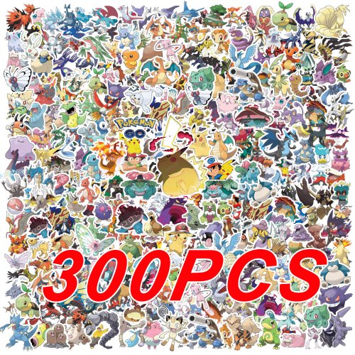 Bild von 300 Stück Pokemon süße Pikachu Aufkleber Charizard Album Pokédex DIY Laptop Auto Gepäck Kawaii wasserdichte Anime Aufkleber Spielzeug