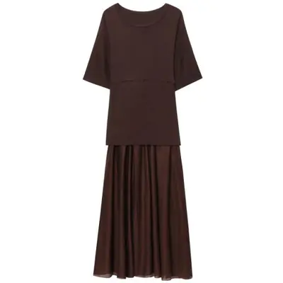 Image de Robe Marron Plissée Été 2025 - Chic & Confortable