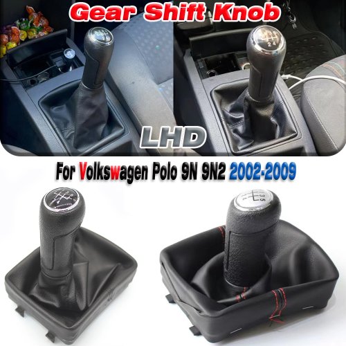 Imagen de Perilla de Palanca de Cambios de 5 Velocidades para Volkswagen Polo 9N/9N2 (2002-2009) - Cubierta de Cuero de Repuesto con Diseño Elegante