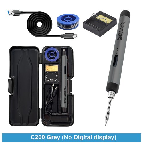 Imagen de Kit de soldador eléctrico portátil C200 USB, pantalla digital LED opcional, tres temperaturas ajustables 300-420 ℃   Herramientas de soldadura