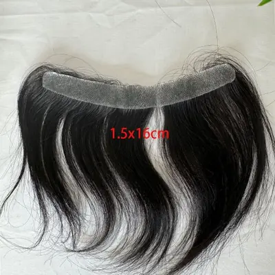 Image de Toupet frontal en V 6 pouces cheveux humains Remy pour hommes