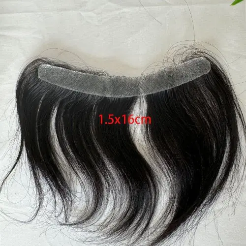 Image de Toupet frontal en V 6 pouces cheveux humains Remy pour hommes