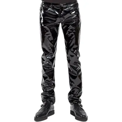 Image de Pantalon en cuir verni noir brillant - Style scène & club