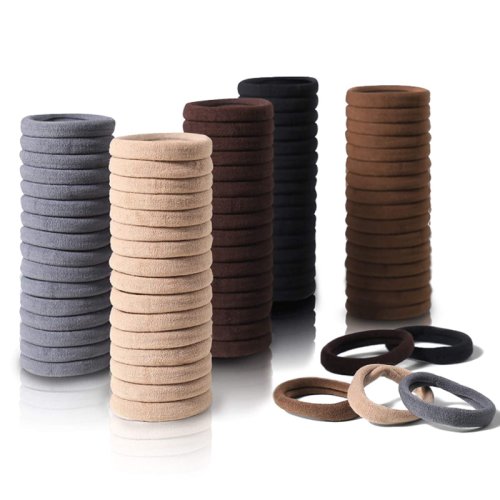 Bild von 50-teiliges Set aus Baumwolle: Elastische Haarbander für Damen und Herren – Weiche, modische Pferdeschwanz-Bänder in 4-5 cm Breite, unisex geeignet