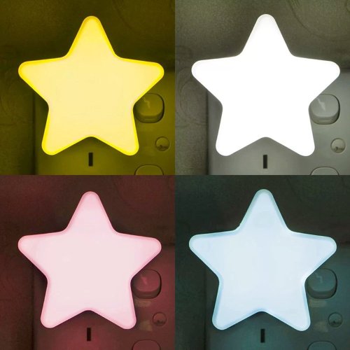 Imagen de Lámpara de Noche LED con Proyección de Estrellas, Iluminación Ambiente para Dormitorio, Habitación de Bebé y Salón con Enchufe Europeo y EE.UU.