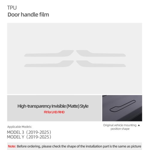 Image de Protection TPU pour Poignée de Porte Tesla - Style Élégant & Résistant