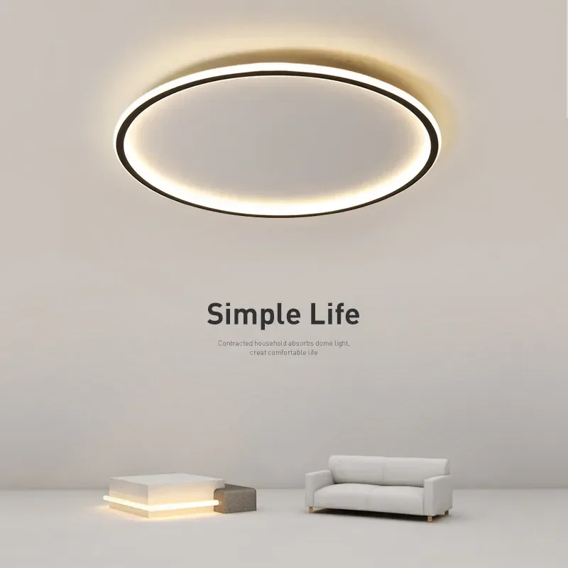 Imagen de Lámpara de Techo LED Minimalista Nórdica con Control Remoto, Iluminación Circular para Dormitorio, Salón, Pasillo, Estudio y Balcón
