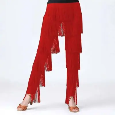 Image de Pantalon de Danse Latine Femme avec Franges et Pompons